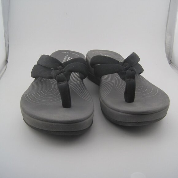 Clarks Womens Sz 8 Cloudsteppers Arla Kaylie Black Gray Flip Flops Sandals Slip - Picture 3 of 6